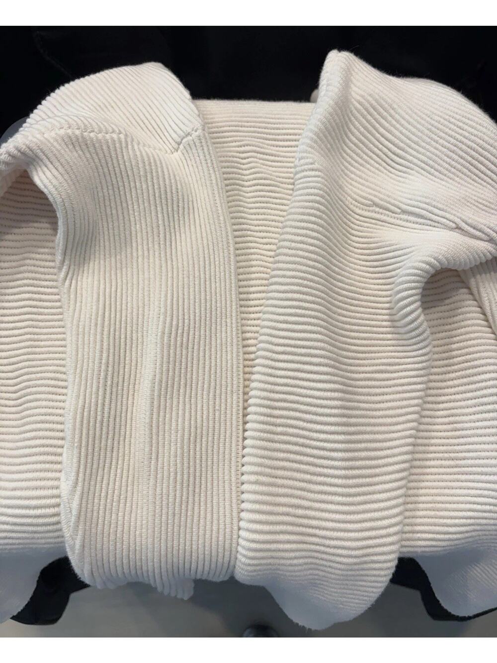 French Connection Sweater White Ribbed Long Sleeve Mock Neck Size Medium